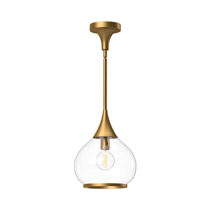 Hazel 10-in Aged Gold/clear Glass 1 Light Pendant | PD524110AGCL