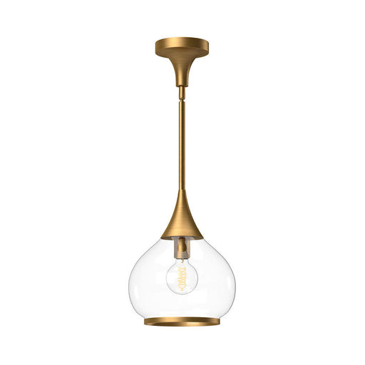 Alora Hazel 10-in Aged Gold/Clear Glass 1 Light Pendant