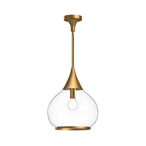 Hazel 14-in Aged Gold/clear Glass 1 Light Pendant | PD524214AGCL
