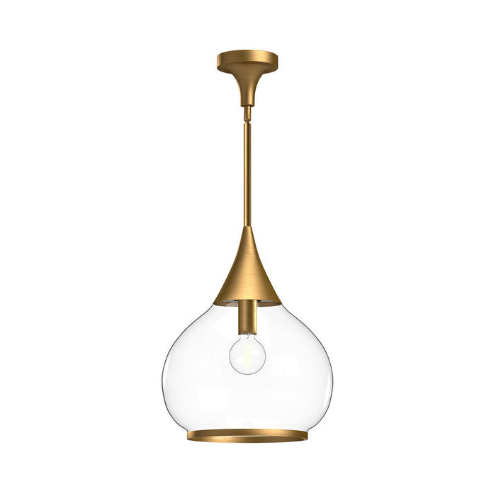 Hazel 14-in Aged Gold/clear Glass 1 Light Pendant | PD524214AGCL