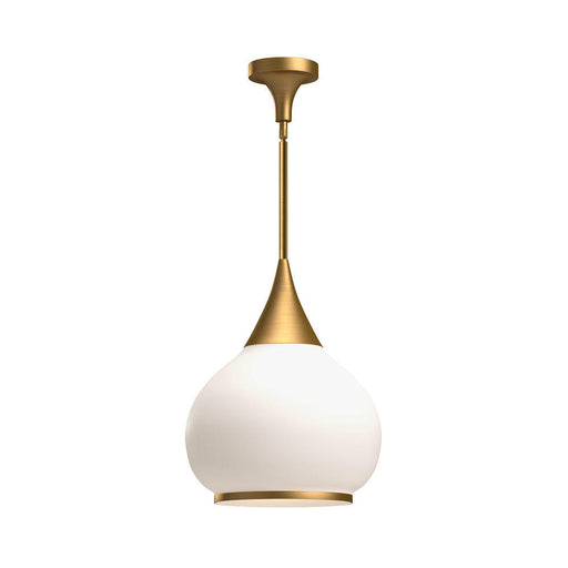 Hazel 14-in Aged Gold/opal Matte Glass 1 Light Pendant | PD524214AGOP