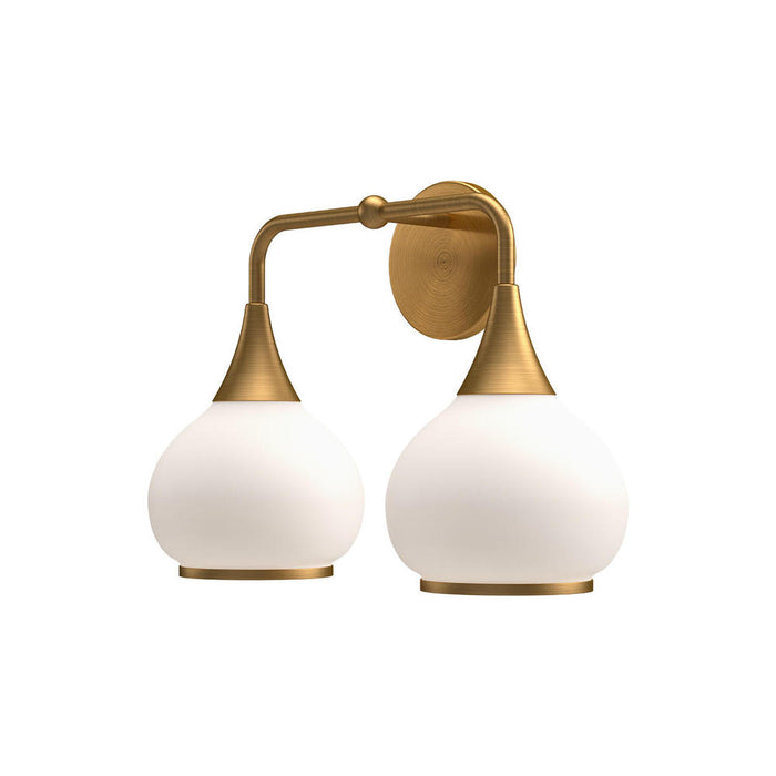 Hazel 17-in Aged Gold/opal Matte Glass 2 Lights Vanity | VL524217AGOP