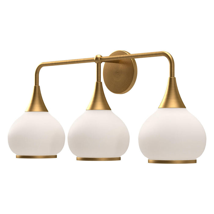 Hazel 26-in Aged Gold/opal Matte Glass 3 Lights Vanity | VL524326AGOP