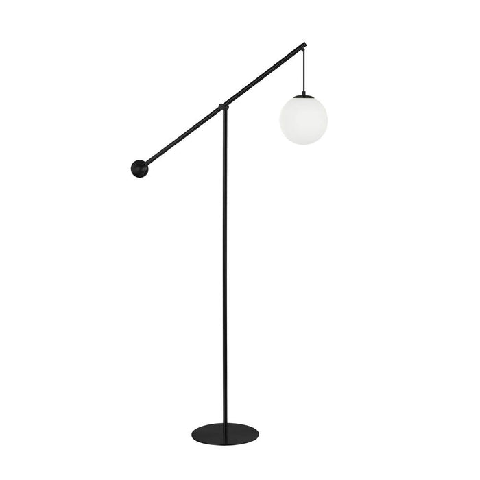 1lt Incandescent Floor Lamp, Mb W/ Opal Glass | HOL-661F-MB