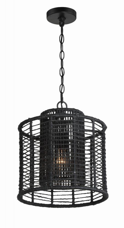 Crystorama Jayna 1 Light Matte Black Mini Pendant