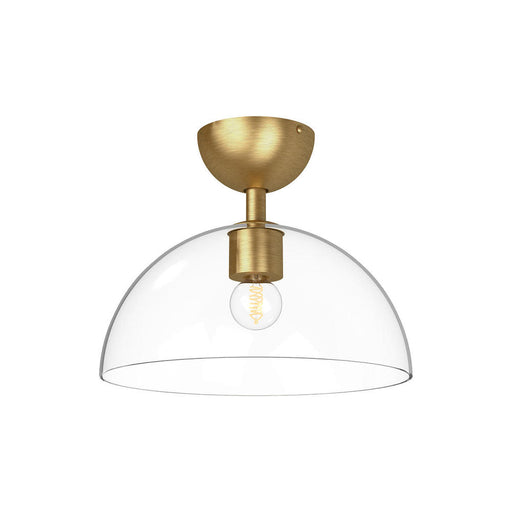 Alora Jude 12-in Brushed Gold/Clear Glass 1 Light Semi Flush Mount