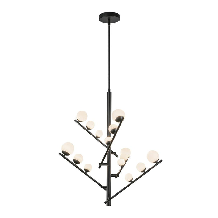 Cypress 5 Head Black/opal Glass Led Chandelier | CH55530-BK/OP