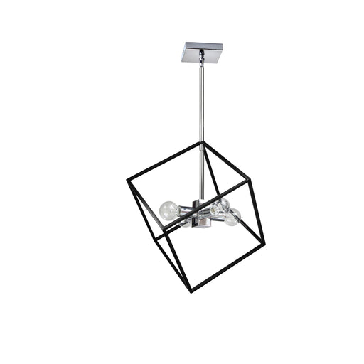  4 Light  Pendant, Polished Chrome & Matte Black Finish | KAP-144P-PC-MB