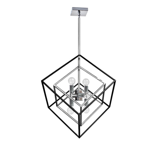  6 Light  Pendant, Polished Chrome & Matte Black Finish | KAP-196P-PC-MB