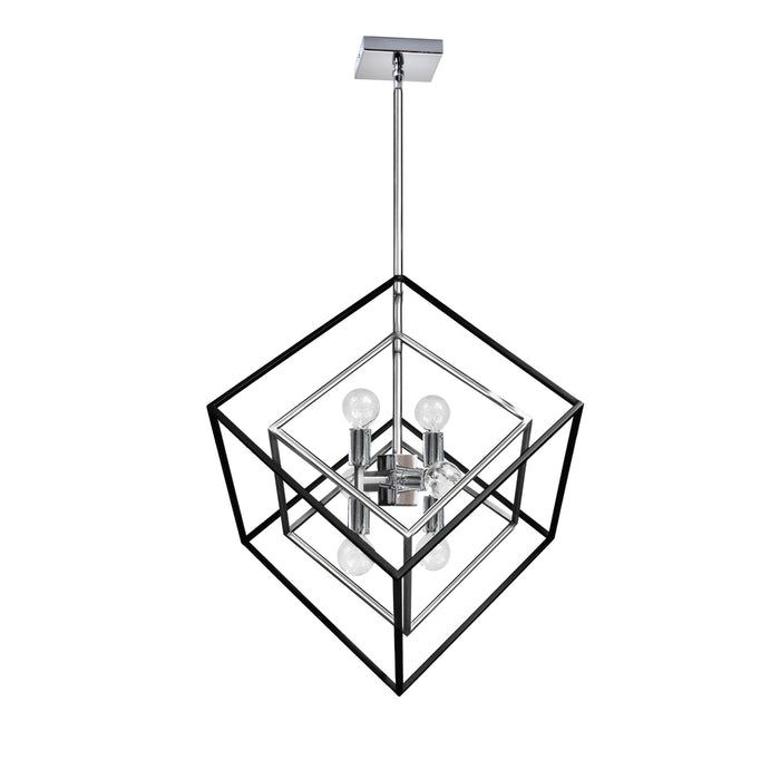  6 Light  Pendant, Polished Chrome & Matte Black Finish | KAP-196P-PC-MB