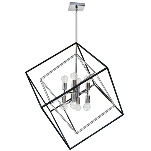  8 Light  Pendant, Polished Chrome & Matte Black Finish | KAP-278P-PC-MB
