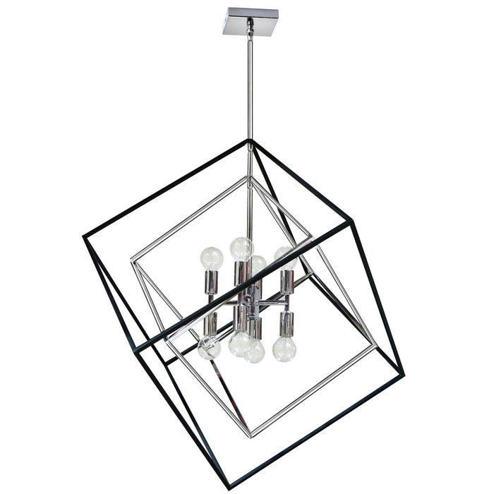  8 Light  Pendant, Polished Chrome & Matte Black Finish | KAP-278P-PC-MB