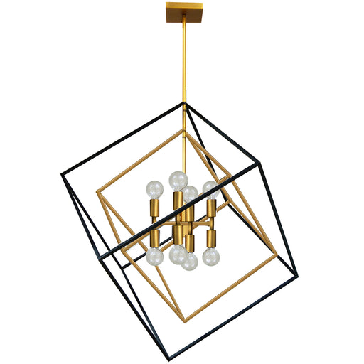  8 Light  Pendant, Vintage Bronze & Matte Black Finish | KAP-278P-VB-MB