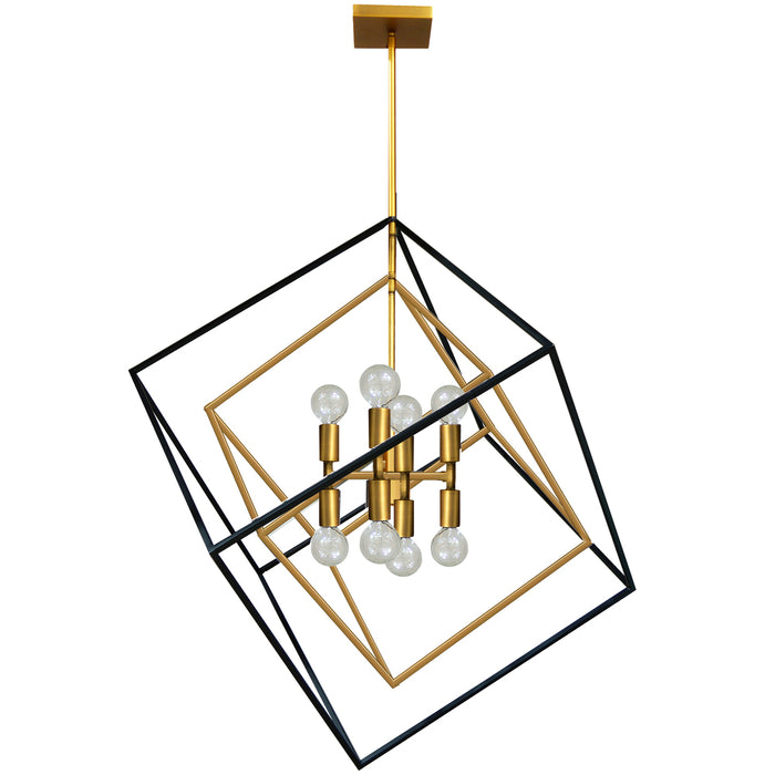 8 Light  Pendant, Vintage Bronze & Matte Black Finish | KAP-278P-VB-MB
