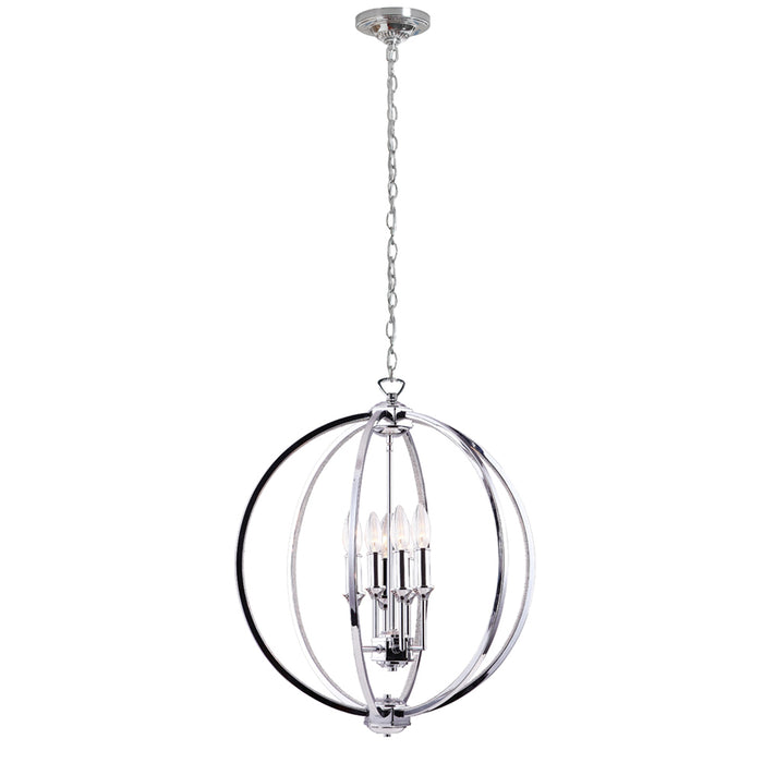  6 Light  Chandelier, Polished Chrome W/jewelled Accents | KAR-206C-PC