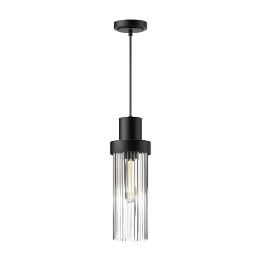 Kent 5-in Clear Ribbed Glass/matte Black 1 Light Pendant | PD435605MBCR