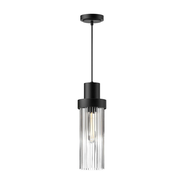 Kent 5-in Clear Ribbed Glass/matte Black 1 Light Pendant | PD435605MBCR