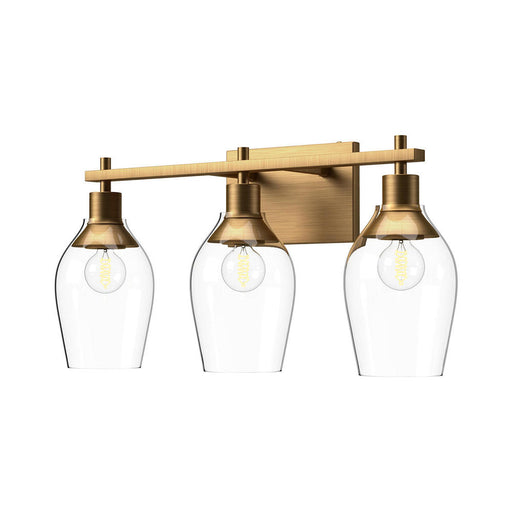 Alora Kingsley 22-in Aged Gold/Clear Glass 3 Lights Vanity