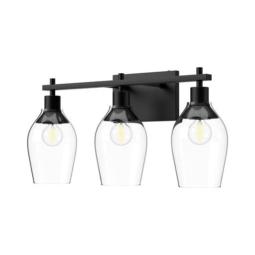 Kingsley 22-in Clear Glass/matte Black 3 Lights Vanity | VL538322MBCL