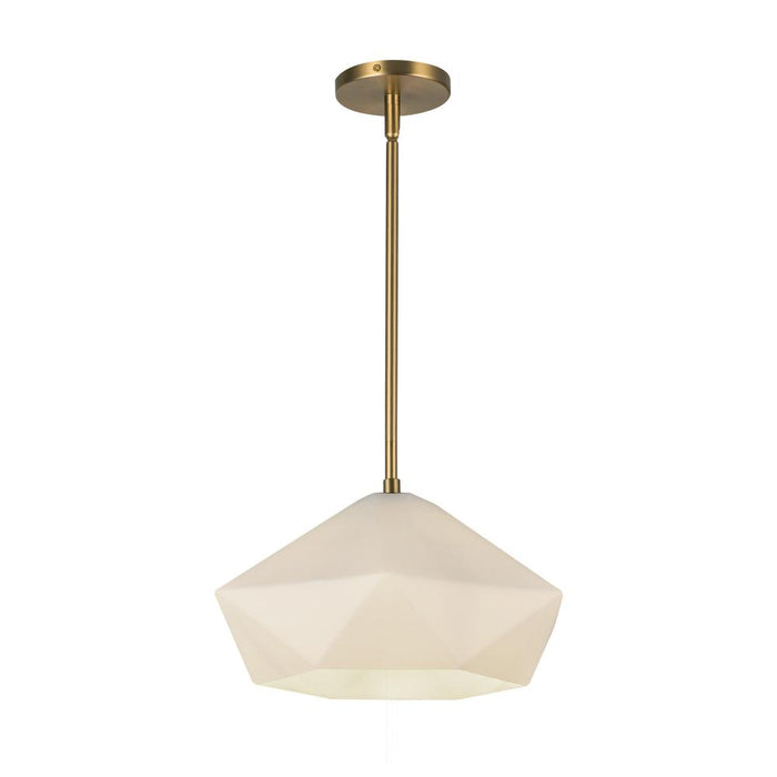 Krysta 14-in Brushed Gold/opal Glass 1 Light Pendant | PD424514BGOP