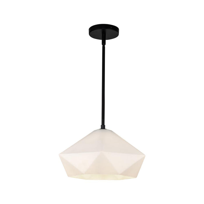 Krysta 14-in Matte Black/opal Glass 1 Light Pendant | PD424514MBOP