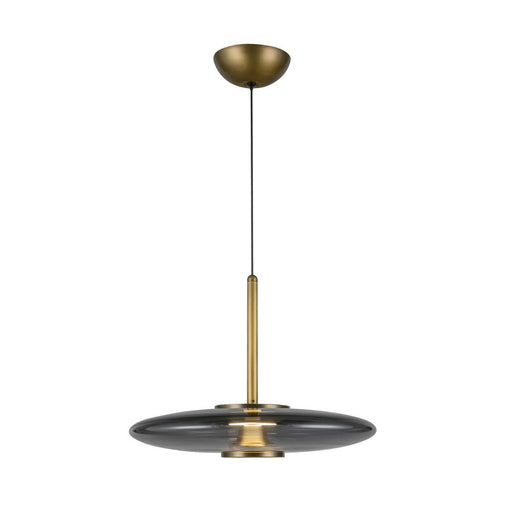 Kuzco Lighting Inc Kyoto 17-in Vintage Brass/Smoked Glass LED Pendant