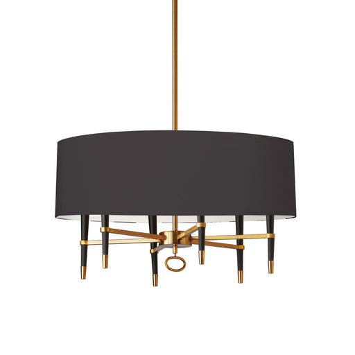  6 Light  Incandescent Chandelier, Vb W/ Blk Shade | LAN-246C-VB-BK