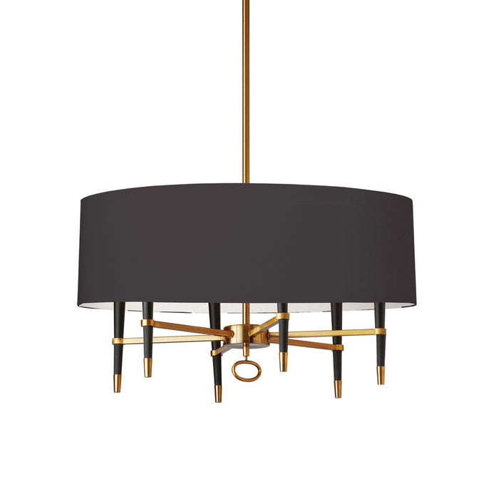  6 Light  Incandescent Chandelier, Vb W/ Blk Shade | LAN-246C-VB-BK
