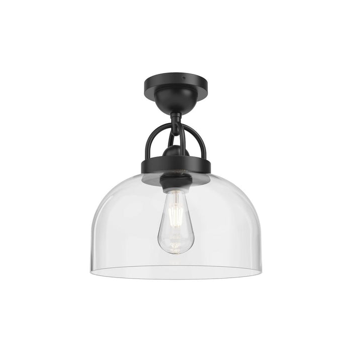 Lancaster 12-in Matte Black 1 Light Semi Flush Mount | SF461101MB
