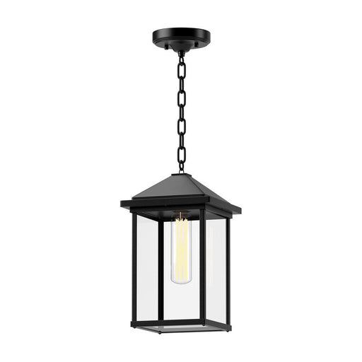 Larchmont 7-in Clear Glass/textured Black 1 Light Exterior Pendant | EP552009BKCL