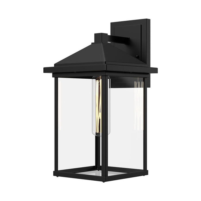 Larchmont 9-in Clear Glass/textured Black 1 Light Outdoor Lantern Wall Sconce | EW552009BKCL