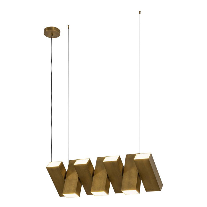 Domino 35-in Vintage Brass Led Linear Pendant | LP17435-VB-UNV