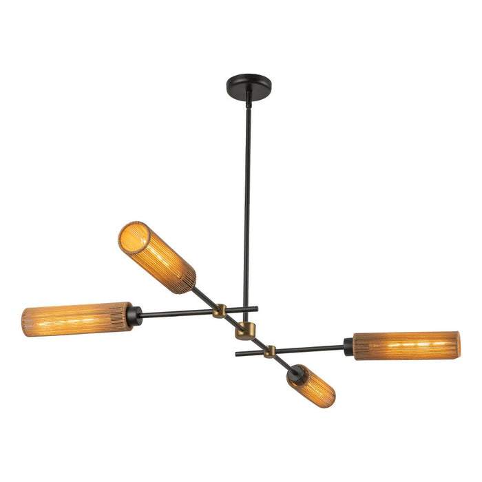 Colby 52-in Matte Black/tan Jute Socket Linear Pendant | LP491452MBTJ
