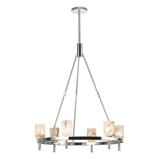 Alora Lucian 32-in Polished Nickel/Alabaster 6 Lights Chandeliers