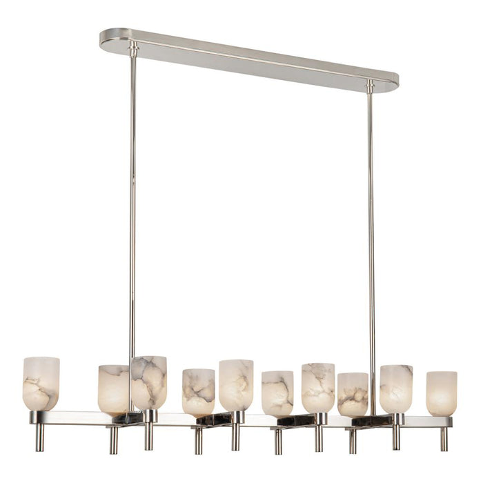 Alora Lucian 52-in Polished Nickel/Alabaster 10 Lights Linear Pendant