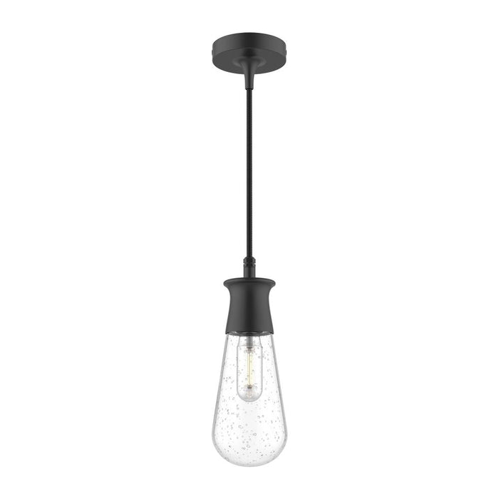 Marcel 4-in Clear Bubble Glass/textured Black 1 Light Exterior Pendant | EP464001BKCB