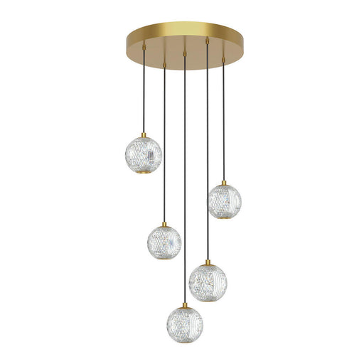 Marni 5 Head Natural Brass Led Multi Pendant | MP321205NB