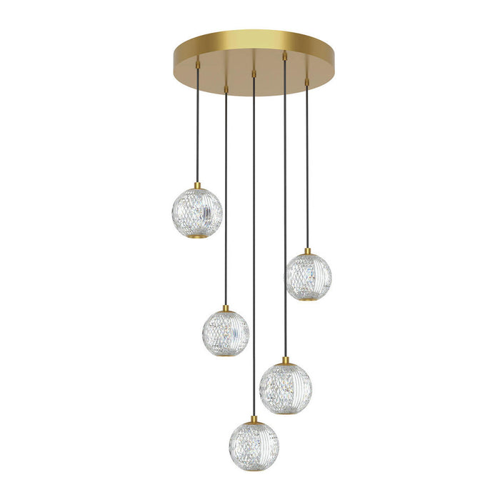 Marni 5 Head Natural Brass Led Multi Pendant | MP321205NB