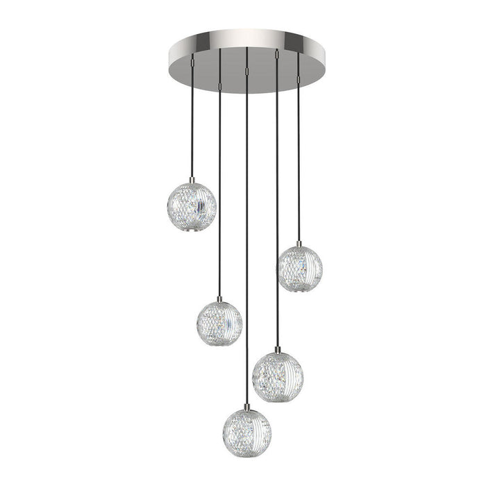 Marni 5 Head Polished Nickel Led Multi Pendant | MP321205PN