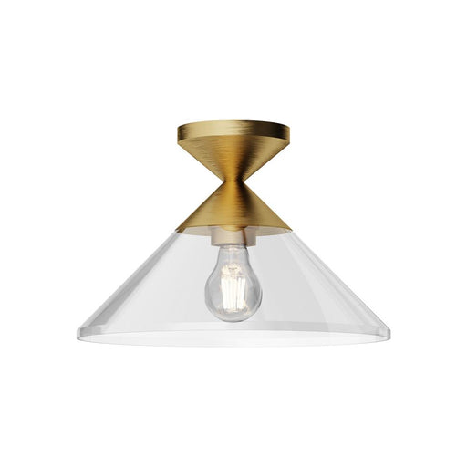 Alora Mauer 12-in Brushed Gold/Clear Glass 1 Light Semi Flush Mount