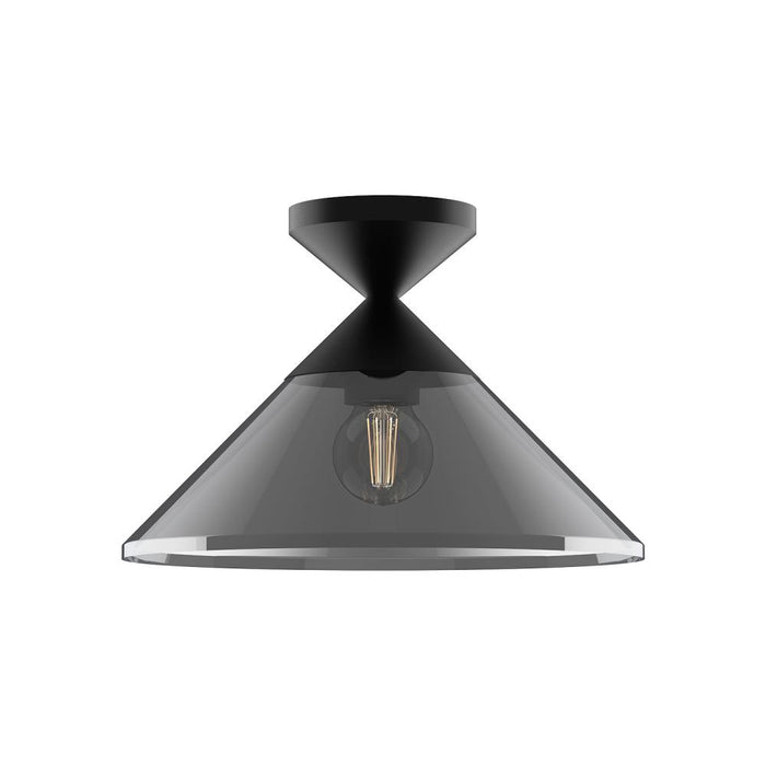 Mauer 12-in Matte Black/smoked 1 Light Semi Flush Mount | SF521012MBSM