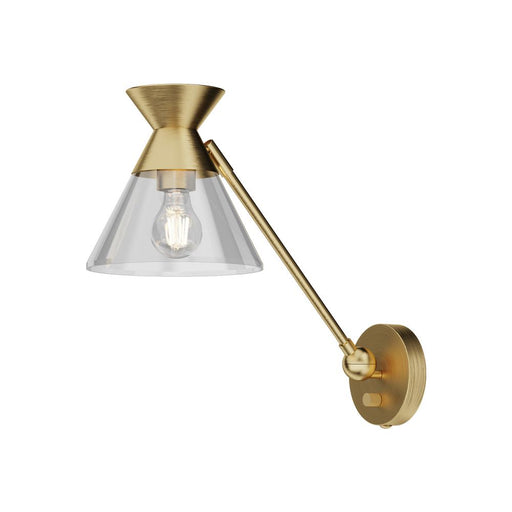 Alora Mauer 8-in Brushed Gold/Clear Glass 1 Light Wall/Vanity