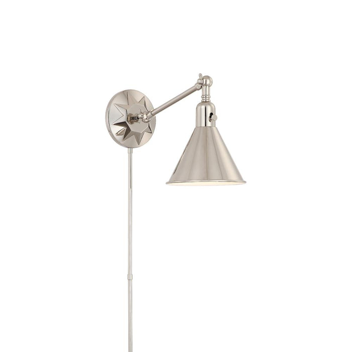 Crystorama Morgan 1 Light Polished Nickel Task Sconce