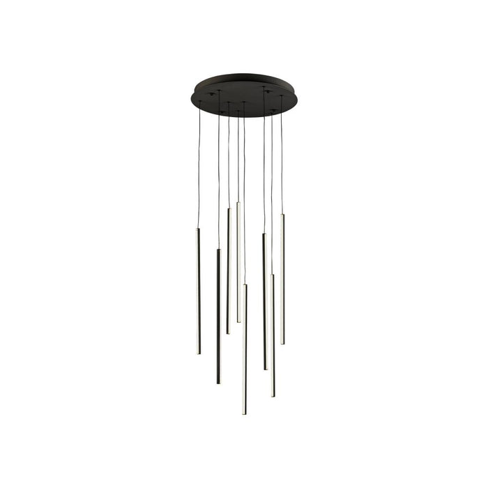 Chute 8 Head Black Led Multi Pendant | MP14919-BK-UNV-010