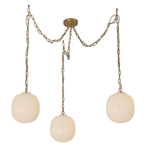 Cherise 3-light Brushed Gold/glossy Ribbed Opal Glass Socket Multi Pendant | MP579712BGGR