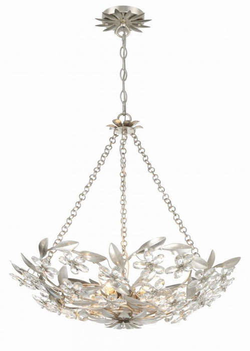 Crystorama Marselle 6 Light Antique Silver Chandelier