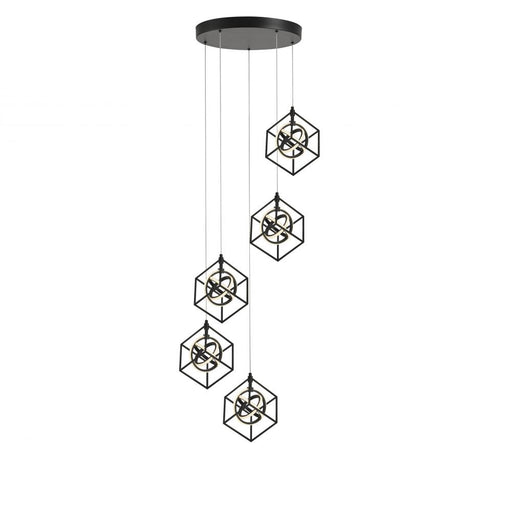 Tulip Collection Integrated Led 5-light Pendant, Matte Black | AC1013