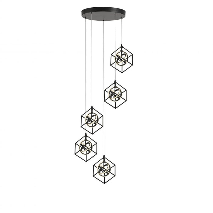 Tulip Collection Integrated Led 5-light Pendant, Matte Black | AC1013