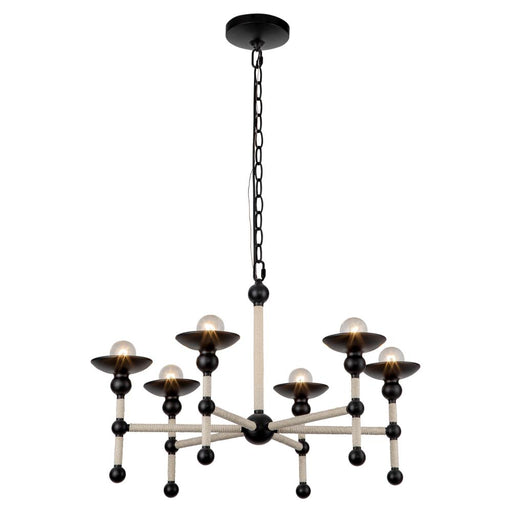 Nadine 25-in Matte Black/cotton 6 Lights Chandeliers | CH343625MBCN