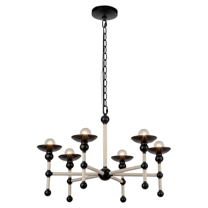 Nadine 25-in Matte Black/cotton 6 Lights Chandeliers | CH343625MBCN